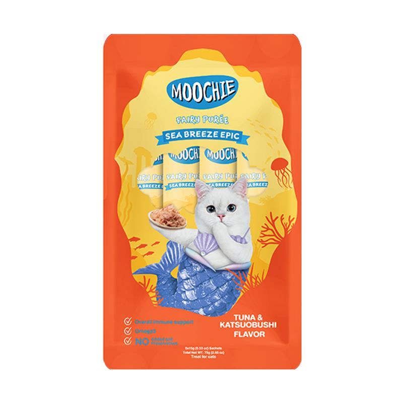 Moochie Ton Balıklı Ve Katsuobushili Orkinos Balıklı Sıvı Kedi Ödül Maması 5x15gr
