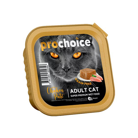 PROCHOİCE TAVUKLU TAHILSIZ EZME YETİŞKİN KEDİ 100GR                                                                          .