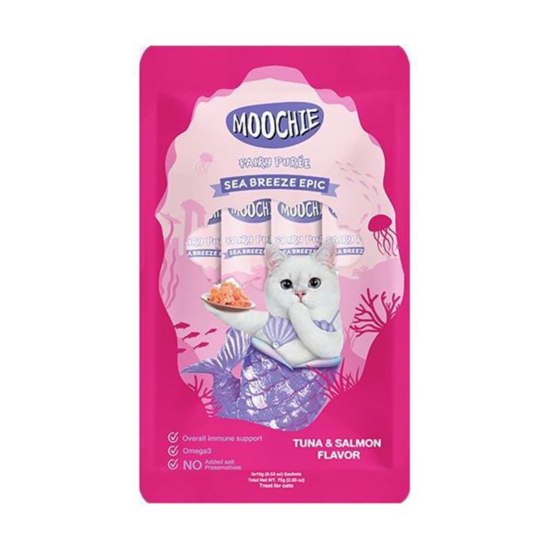 Moochie Ton Balıklı Ve Somonlu Sıvı Kedi Ödül Maması 5x15gr